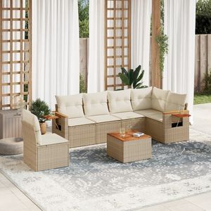 Modular Garden <b>Sofa</b> Set In Beige Pe <b>Rattan</b> Model D0100XF4JIX Outdoor Furniture Contemporary Design 6 Seater - Product Image 1