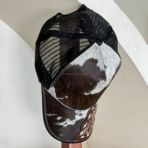 Gorras de Vaquero de Cuero Genuino con Pelo de Vaca y Diseño Floral, Ajustables con Malla Trasera, Precio de Fábrica 2026, para Unisex - Product Image 4