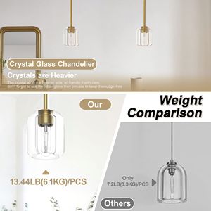 Lampadario a Sospensione Moderno di Lusso in Cristallo Dorato, 5,11 Pollici, per Isola Cucina, 6 Luci, Lampadine E12, Illuminazione per Sala da Pranzo - Product Image 6