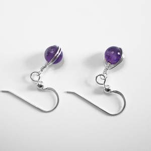 Pendientes Colgantes de Amatista con Alambre de Plata de Ley, Gema Morada, Diseño Espiga, Joyería de Regalo, Nikhil Gems NG-033, de Moda - Product Image 5