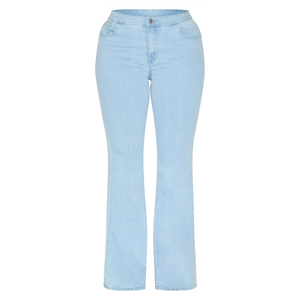 OEM <b>denim</b> pants women washed <b>denim</b> <b>stretch</b> jeans mid rise flare trousers casual daily wear export bulk - Product Image 4