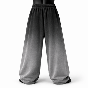 Pantalon de jogging ample noir délavé de haute qualité, coupe large et oversize, en coton, style streetwear, personnalisable - Product Image 2