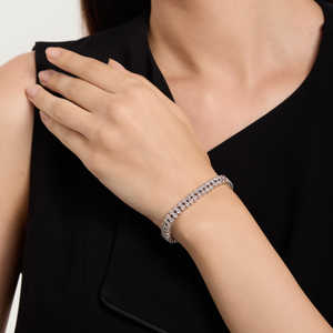 Lab Grown <b>Diamond</b> Bracelet Silver Double <b>Chain</b> DEF Color <b>VVS</b> VS Clarity 15 Gram Vala Brothers BR-17 Women's Bulk Export Supplier - Product Image 5