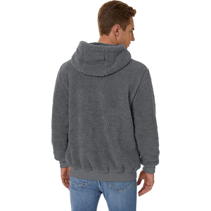 Sweat-shirt à capuche en polaire gris pour homme, coupe classique, vêtements décontractés d'hiver, 100% polyester, impression numérique - Product Image 6