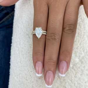 Ensemble de bagues de mariage en or massif 14 carats avec diamant de 2,02 carats taille poire, couleur D, pureté VS2, cultivé en laboratoire, certifié IGI, pour femme, cadeau de fiançailles et de promesse - Product Image 2