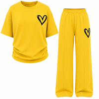 Ensemble décontracté deux pièces pour femme : T-shirt ample en molleton à épaules tombantes et pantalon large, doux et confortable