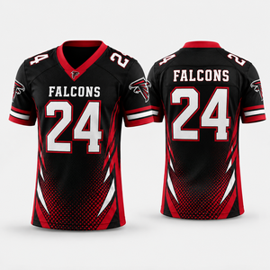 Camiseta Deportiva de Fútbol Americano para Hombre, Modelo Falcons 24, Color Negro, Rojo y Blanco, Cuello en V, Manga Corta, Absorbe la Humedad - Product Image 6