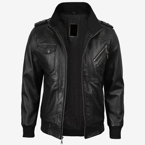 Nouvelles arrivées : Blouson moto pour homme en cuir véritable, personnalisé, haute qualité, à capuche, fermeture éclair frontale, couleur unie, vêtement d'extérieur décontracté pour l'automne - Product Image 5
