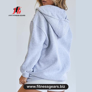 Sudadera extragrande de algodón, forro polar de algodón, color sólido, manga larga, transpirable, ropa de otoño para mujer - Product Image 2