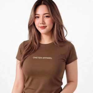 เสื้อยืดคอกลมแขนสั้นสีน้ำตาลเข้มทรงเข้ารูปสำหรับผู้หญิงจาก Oneten Apparel - Product Image 6