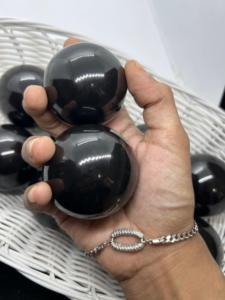 Esfera de Obsidiana Negra Natural de Alta Calidad al por Mayor, Decoración para el Hogar, Piedra de Meditación Curativa, Reiki, Tallada en Gujarat - Product Image 3