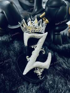 Iced Out Custom Letter Moissanite Diamond Pendant Hip Hop 925 <b>Silver</b> Bing Crown Design Statement Birthday Gift Pendant - Product Image 3