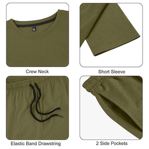 Conjunto de Camiseta y Pantalones Cortos de Punto para Hombre, con Bloques de Color, Cuello Polo, Transpirable, Antiarrugas, Casual, Verano, con Logotipo Personalizado al por Mayor - Product Image 6