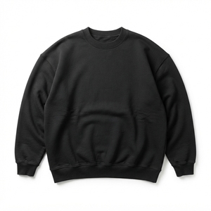 Sudadera de cuello redondo extragrande de felpa con logo personalizado para hombre y mujer, con hombros caídos - Product Image 1