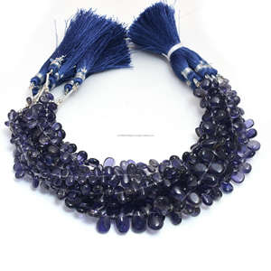 ลูกปัดเครื่องประดับ iolite ธรรมชาติคุณภาพระดับพรีเมียมขนาด8นิ้วสีฟ้าเรียบรูปทรงลูกแพร์สำหรับสร้อยข้อมือทำด้วยมือสร้อยคอ - Product Image 1