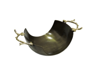 <b>Retro</b> Metal Bowl with Branch Handles Polished Handmade <b>Decorative</b> Serving Dish - Product Image 2