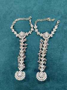 Collar de cristal con efecto sombra para novias, ideal para bodas indias, conjunto de joyería con cuentas de cristal. - Product Image 4