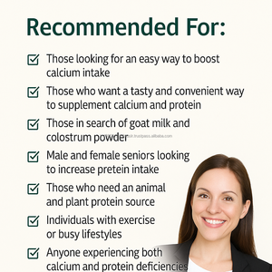 นมแพะคอลอสตรัมโปรตีนสูง แคลเซียมสูง 50 กรัม+ 26 กรัมโปรตีนต่อหนึ่งหน่วยบริโภค สำหรับผู้ใหญ่และเด็ก ผลิตภัณฑ์เสริมอาหาร OEM ขนาด 480 กรัม แบบขายส่ง - Product Image 6