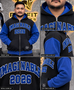 Sudadera con capucha personalizada unisex con letras aplicadas, estilo urbano, forro polar oversize, etiqueta en el puño en contraste, top informal OEM para invierno - Product Image 5