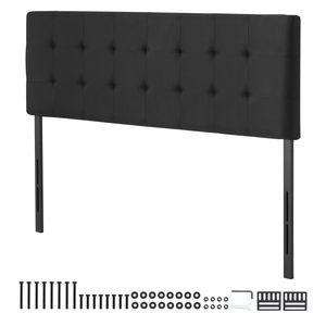 Letto matrimoniale confortevole con testiera trapuntata a rombi, altezza regolabile, W62.2 X H(42.72 54.53), stile morbido W62.2 X H(42.72 54.53) - Product Image 1