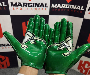Rhinestone Full Finger <b>Gloves</b> Green PU Material Sublimation Print Non-Slip Outdoor Unisex All Seasons American Football <b>Gloves</b> - Product Image 1