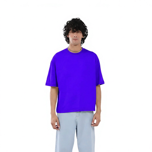 Men's Oversized <b>Cream</b> Cotton <b>T</b>-<b>Shirt</b> Short Sleeve O-Neck Solid Color Casual Jersey Knit Fit - Product Image 4