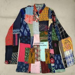 Nouveau hiver mode coton Kantha Patchwork multicolore unisexe vestes/sweats à capuche fournisseur en gros de l'inde - Product Image 1