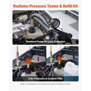 Kit di ricarica radiatore sottovuoto da 28 pezzi, universale per sistemi di raffreddamento automobilistici, tester di pressione con 4 adattatori, kit tester liquido refrigerante - Product Image 2