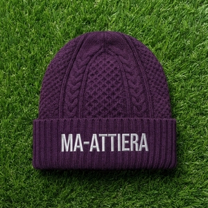 Purple <b>Cable</b> Knit Cuffed Beanie Hat Winter Warm Skull Cap With Custom Embroidered Logo - Product Image 6