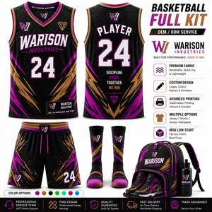 Warison Industries Custom Basketball Uniform Set Sublimation Print Unisex Adult Jersey Short Socks Backpack Set - Product Image 6