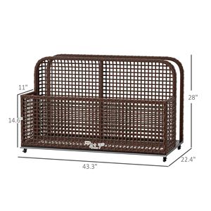 Caddy portaoggetti galleggiante marrone per piscina con ruote, 43.25'' L x 22.5'' W x 28'' H, realizzato in poliestere PPS resistente, per corda per corsia piscina e scaletta. - Product Image 3