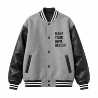 Veste universitaire personnalisée avec logo, manches en cuir, broderie noire, veste de baseball pour couple, veste pour homme