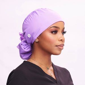 Wholesale Custom Logo Cotton Surgical Hat With Ponytail Nurse Scrub <b>Cap</b> Satin Lined for Doctor Nurse Medical Hat Size Adjustable - Product Image 2