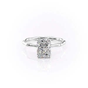 Elegant <b>Stack</b> Style Elongated Moissanite Diamond Dainty Knotted Link <b>Sterling</b> <b>Silver</b> Promise <b>Ring</b> - Product Image 5