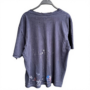 เสื้อยืดสไตล์สตรีทแวร์แบบเรียบ โลโก้ดีไซน์ขาดๆ ทรงปกติ ผ้าฝ้าย 100% ทรงเข้ารูปสำหรับผู้ชาย คุณภาพสูง ป้องกันการยับ - Product Image 2