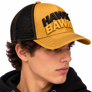 Casquette unisexe à dos en maille, fermeture à pression réglable, casquette décontractée pour l'extérieur, design bicolore, finition lisse, ajustement flexible - Product Image 3