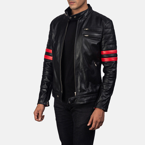 ELITE CRAFT INDUSTRY Custom Men's Black <b>Canvas</b> Leather Eco-Friendly Cafe Racer Moto Jacket Premium Genuine Windproof Breathable - Product Image 3