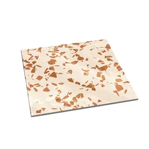 Hot selling product quartz stone terrazzo look brown quartz stone wall and floor tiles for outdoor 600x600mm