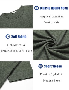T-shirt pour homme en spandex/coton respirant, vente en gros, décontracté, col rond, manches courtes, doux, confortable, léger, coupe ajustée, séchage rapide - Product Image 6
