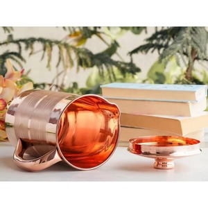 Juego de jarra de agua de cobre ayurvédica hecha a mano con dos vasos, ideal para un estilo de vida saludable, almacenamiento diario de agua y uso para servir. - Product Image 4