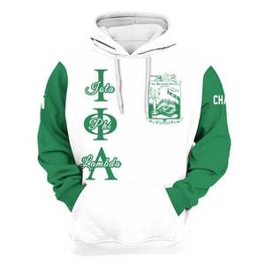 Sudadera con Capucha de la Hermandad Iota Phi Lambda, Blanca y Verde Esmeralda, Personalizada con el Año de la Fundación 1929, para Mujer - Product Image 5