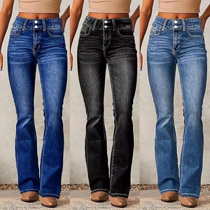 Jeans Bootcut Taille Haute pour Femmes, Coupe Slim, Denim Extensible, Pantalon Casual, Mode Streetwear, OEM, Vente en Gros Personnalisée - Product Image 2