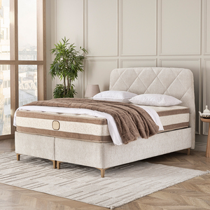 Luxury Upholstered Fabric Bed with Diamond Tufted Headboard Premium Pocket Spring Mattress Modern Bedroom Furniture - Product Image 3