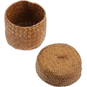 Seagrass Mini <b>Basket</b> <b>with</b> <b>Lid</b> Round Handmade Storage <b>Basket</b> Wholesale eco-friendly Made in Viet Nam - Product Image 4