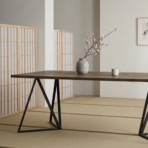 Helen Custom <b>Solid</b> Wood Dining <b>Table</b> Industrial Style <b>Wooden</b> <b>Table</b> with Metal Frame for Hotel Cafe Interior Projects - Product Image 2