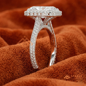 Luxury 925 Sterling <b>Silver</b> <b>Emerald</b> Cut Engagement <b>Ring</b> with Half Moon Side Stones Moissanite Diamond <b>Ring</b> for Women - Product Image 1