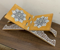 Support de Coran carré de luxe fait main en nacre, design rustique, élégant, en matériaux naturels, cadeaux islamiques pour Ramadan et l'Aïd