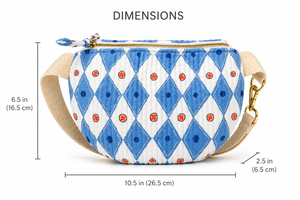 Wholesale Blue Quilted Block Printed Cotton Crossbody Sling Bag <b>Adjustable</b> <b>Strap</b> Casual Women Shoulder Chest Bag for Women & Kid - Product Image 2