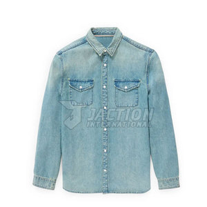 เสื้อเชิ้ตยีนส์ผู้ชายดีไซน์ทันสมัย รับผลิตตามแบบ OEM ราคาถูก คุณภาพดี ในราคาที่เหมาะสม - Product Image 5