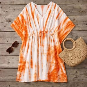 Caftán Tie and Dye Golden Ember, Vestidos Sexys de Verano, Estilo Hippie Informal, Largo hasta el Suelo, Talla Única/Omni Talla para el Tiempo Libre - Product Image 6